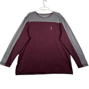 Tailorbyrd Sport TShirt Mens XL Red Gray Colorblock Long Sleeve Pullover 3D Logo